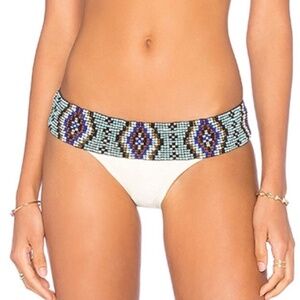 NWT PILYQ Keshi Boho Pearl Beaded Full Bikini Bottom Sz. XS/S